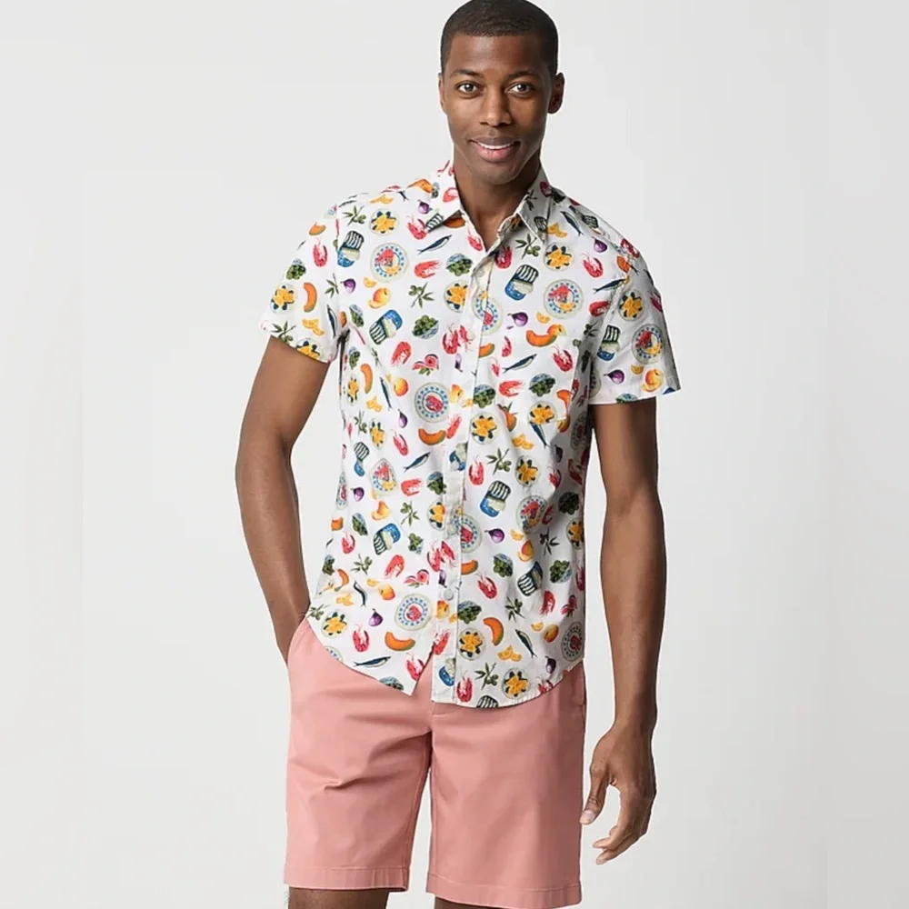 J. Crew Short-sleeve printed flex casual shirt size small